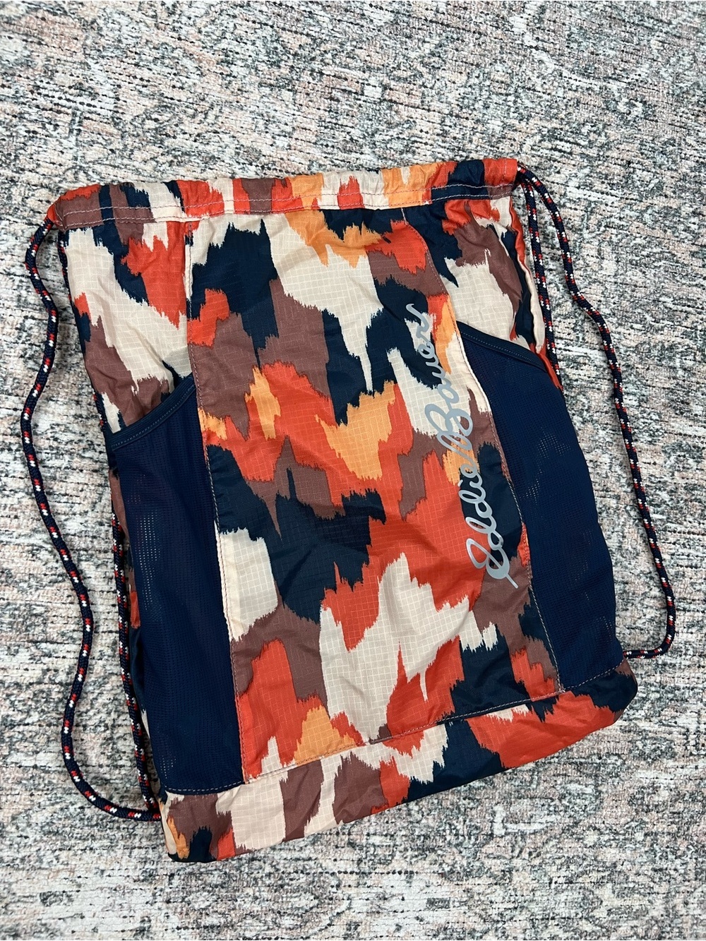 Eddie Bauer Stowaway String Pack Blue Orange Packable Backpack Hiking Outdoors